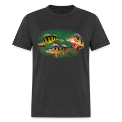 Yellow Perch fish tee shirt - heather black
