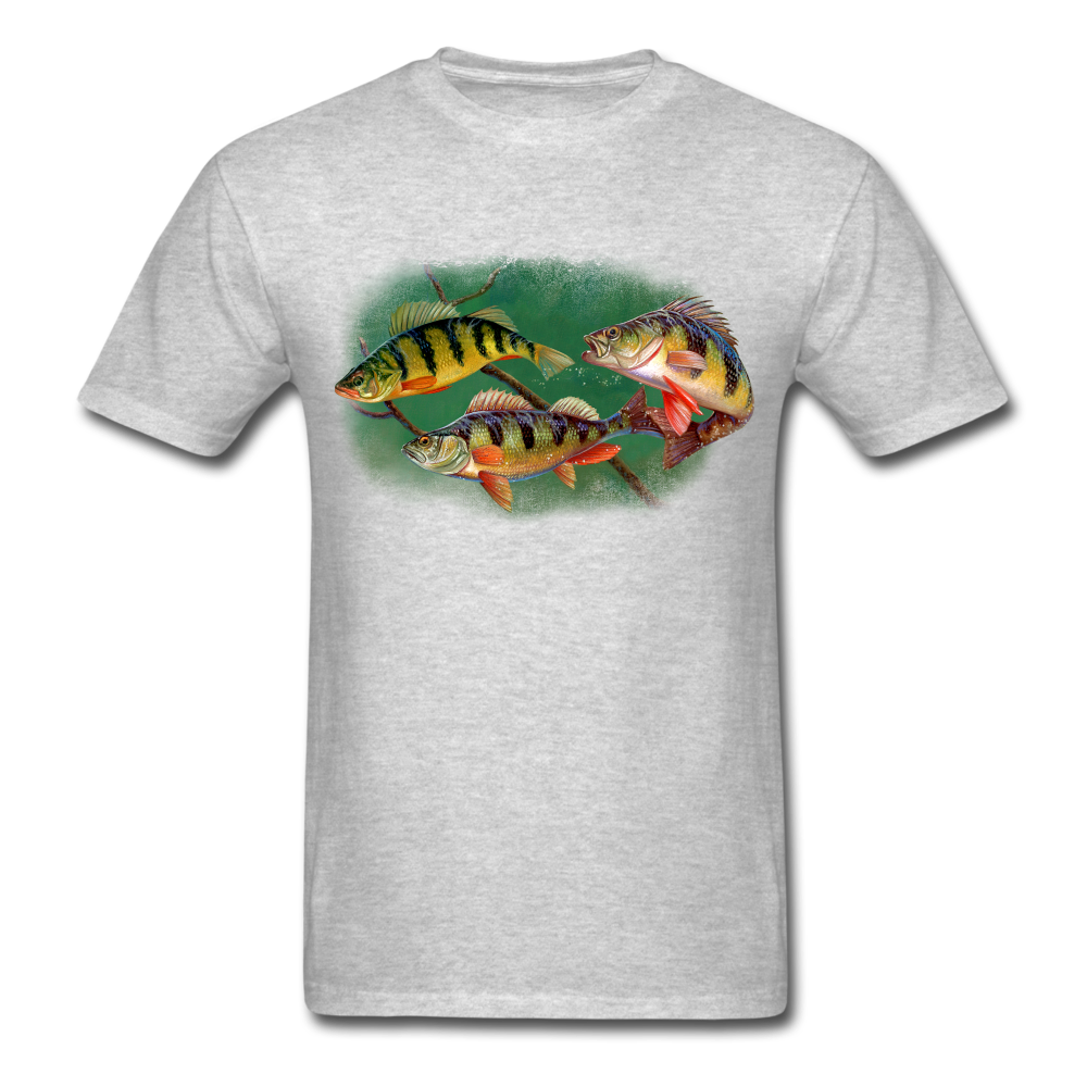 Yellow Perch fish tee shirt - heather gray