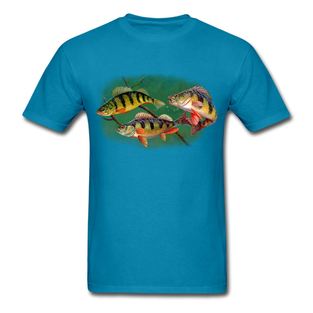 Yellow Perch fish tee shirt - turquoise