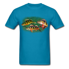 Yellow Perch fish tee shirt - turquoise