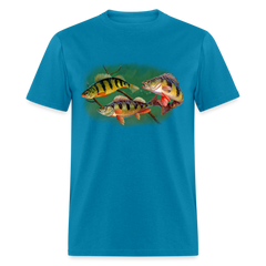 Yellow Perch fish tee shirt - turquoise